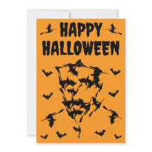 Flying Witches Halloween Skull Silhouette 