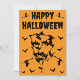 Flying Witches Halloween Skull Silhouette  Feiertagskarte