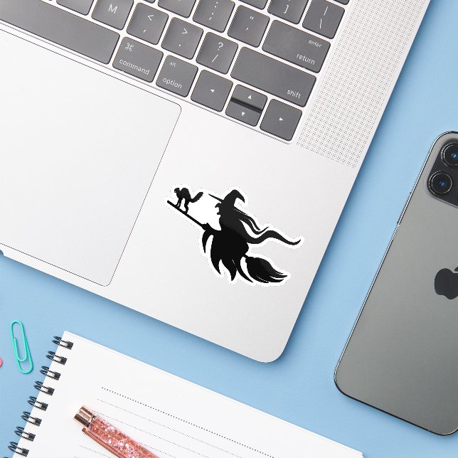 Flying witchHalloween-Silhouette Aufkleber (Laptop mit iPhone)