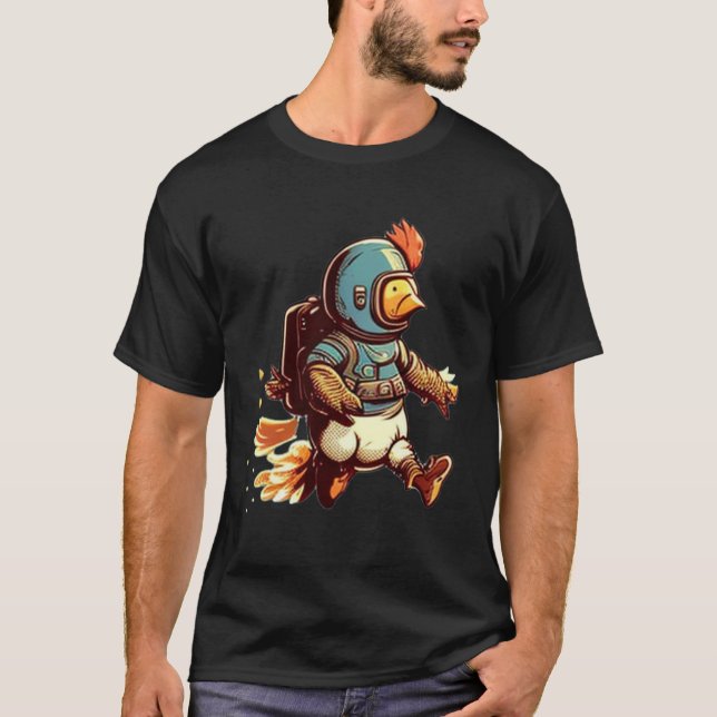 Flying with Jet Pack  Chicken T-Shirt (Vorderseite)