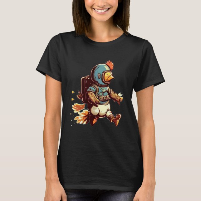 Flying with Jet Pack Chicken T-Shirt (Vorderseite)
