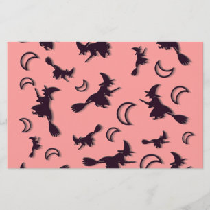 Flying witter zwischen Halbmond zu Halloween-Nacht Briefpapier