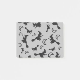 Flying witter zwischen Halbmond zu Halloween-Nacht Post-it Klebezettel