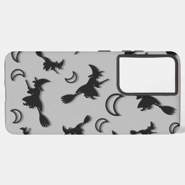 Flying witter zwischen Halbmond zu Halloween-Nacht Samsung Galaxy Hülle (Rückseite (Horizontal))