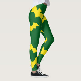 Flying Yellow Halloween Bats Leggings