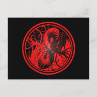 Flying Yin Yang Dragons - rot und schwarz