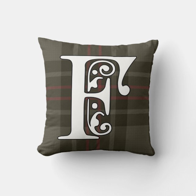 Flynn Clan Tartan Monogram Kissen (Vorderseite)