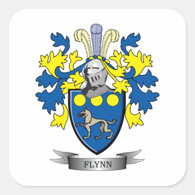 Flynn-Wappen Quadratischer Aufkleber (Vorderseite)