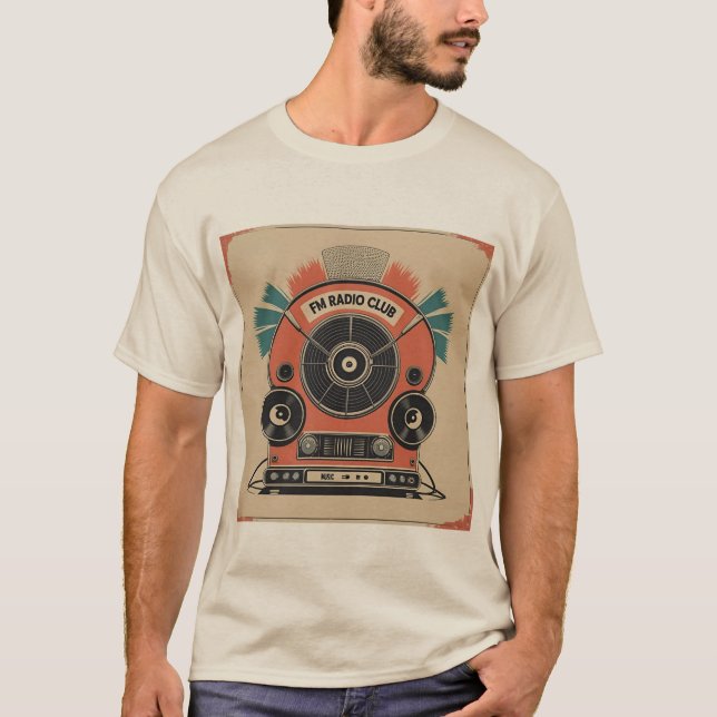FM Radio Club - Retro Radio Art T-Shirt (Vorderseite)