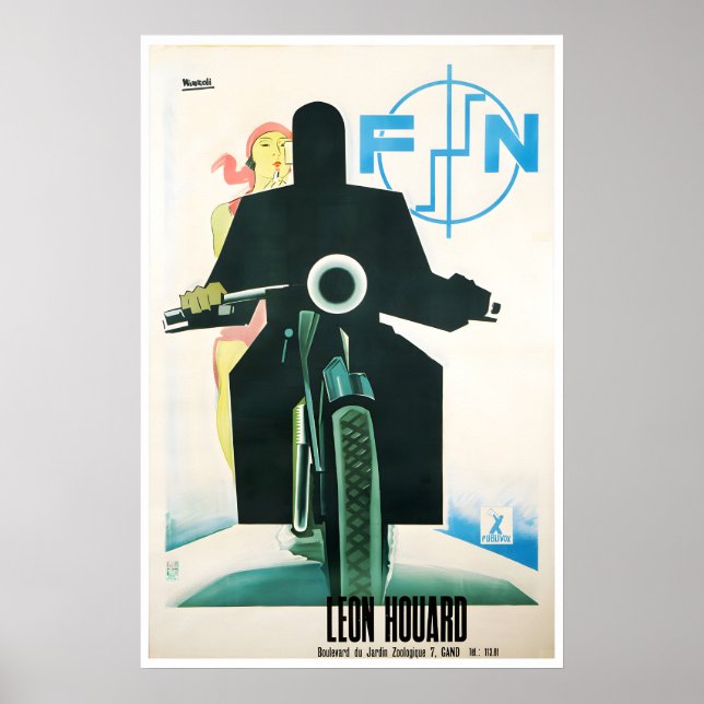 FN Motorradposter Motorrad Kunst Leon Houard Poster (Vorne)