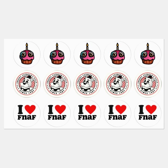 FNaF Sticker Pack – Gruselspiel-Vibes (Blatt)