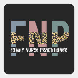 FNP Family Nurse Practitioner Cheetah Print Quadratischer Aufkleber