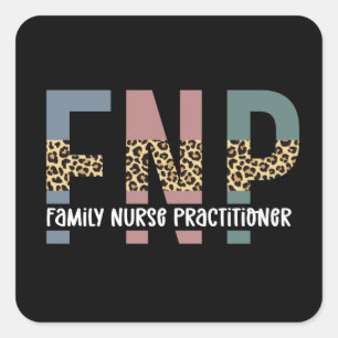 FNP Family Nurse Practitioner Cheetah Print Quadratischer Aufkleber