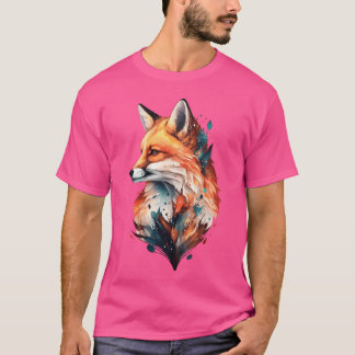 Fo Aquarell Mystischer Wald Tier Wildtier fam T-Shirt