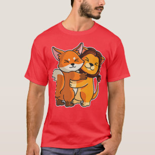 Fo & Lion Hug Kawaii Niedlicher Tiere für Frauen C T-Shirt