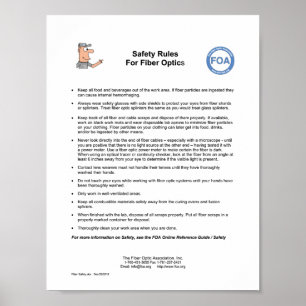 FOA-Sicherheitsvorschriften für Faseroptik, kleine Poster