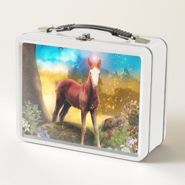 Foal Horse ENCHANTED FOREST Metall Brotdose (Vorderseite)