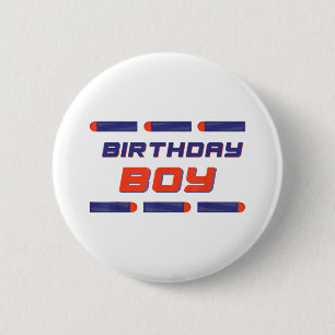 Foam Dart War Birthday Boy Shirt Button