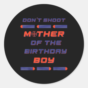 Foam Dart War Birthday Mother - Mama Shirt Runder Aufkleber