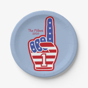 Foam Finger USA Papierplatte Pappteller
