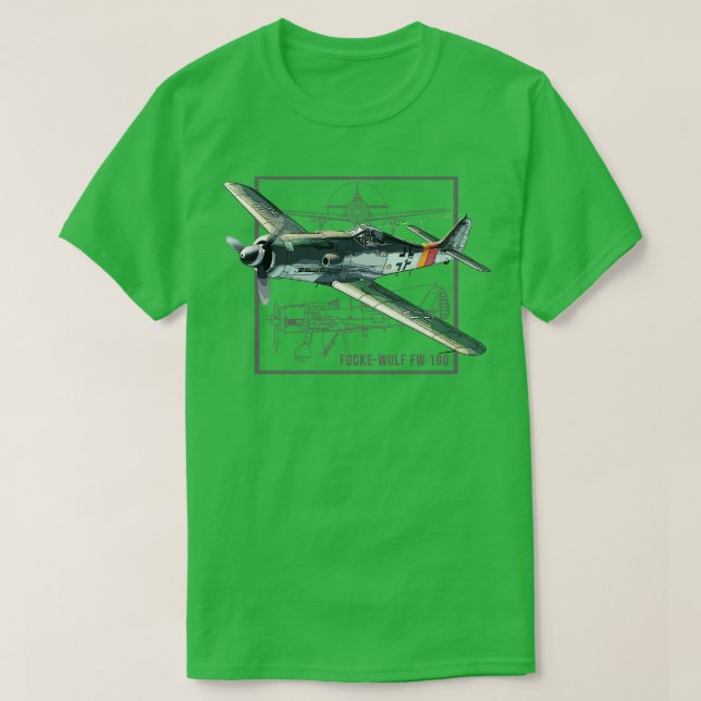 FockeWulf Fw 190 WW2 Fighter Flugzeug T-Shirt (Design vorne)
