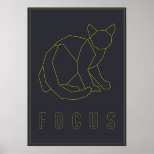 Focus Affirmation Poster einer gelben Origami-Katz