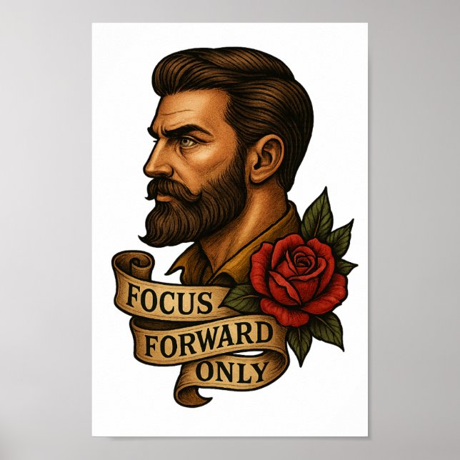 Focus Forward Tattoo Style Clipart PNG Poster (Vorne)