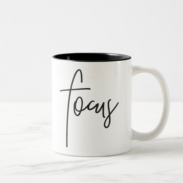 FOCUS Moderne schicke, trendige handschrift schwar Zweifarbige Tasse (Rechts)