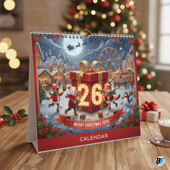 Focus on the visual style and the unique Christmas Kalender (Christmas 2026 Calendar )