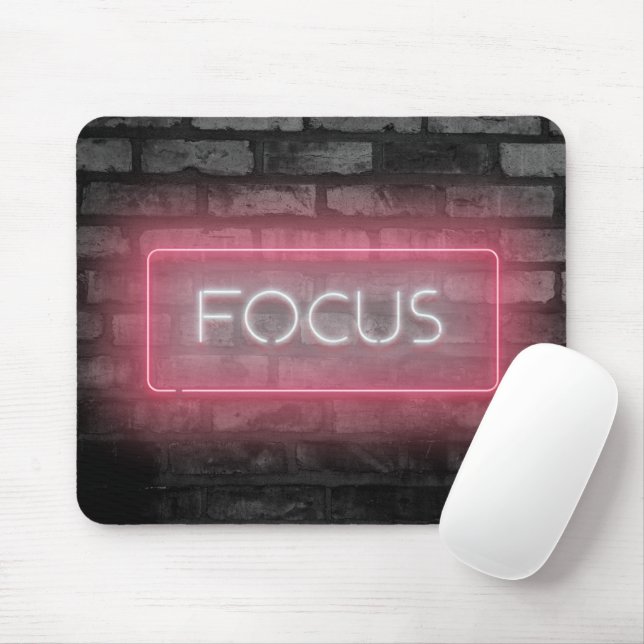 FOCUS Pink Neon Sign Mouse Pad Mousepad (Mit Mouse)
