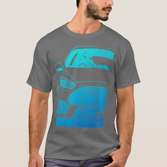 Focus RS Auto verwendet Stil Lüfter Art Cyan T-Shirt (Vorderseite)