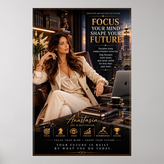 Focus Your Mind – Executive Office Motivation Post Poster (Vorne)
