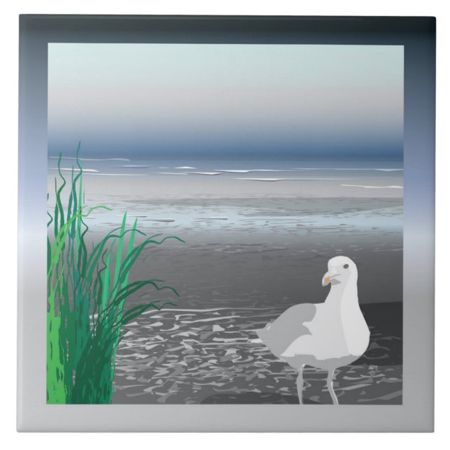 Fog Bank Seagull Trivet Fliese (Vorderseite)