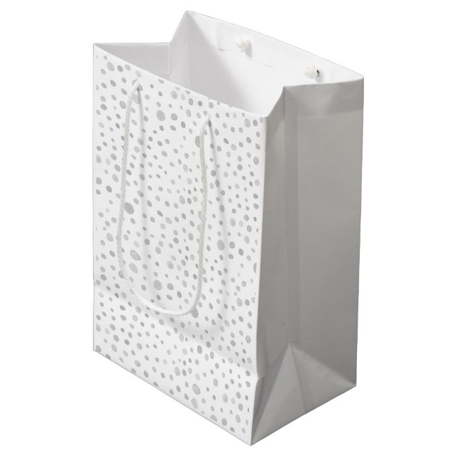 Fog Confetti Wasserfarbe Dots Geschenktasche Mittlere Geschenktüte (Vorderseite Schrägansicht)