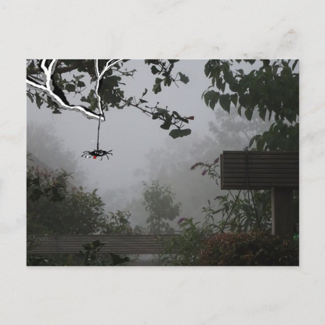 Foggy Autumn Garden mit Spider DIY Postcard Postkarte (Vorderseite)