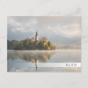 Foggy Bled Lake Sunrise Bar Postkarte