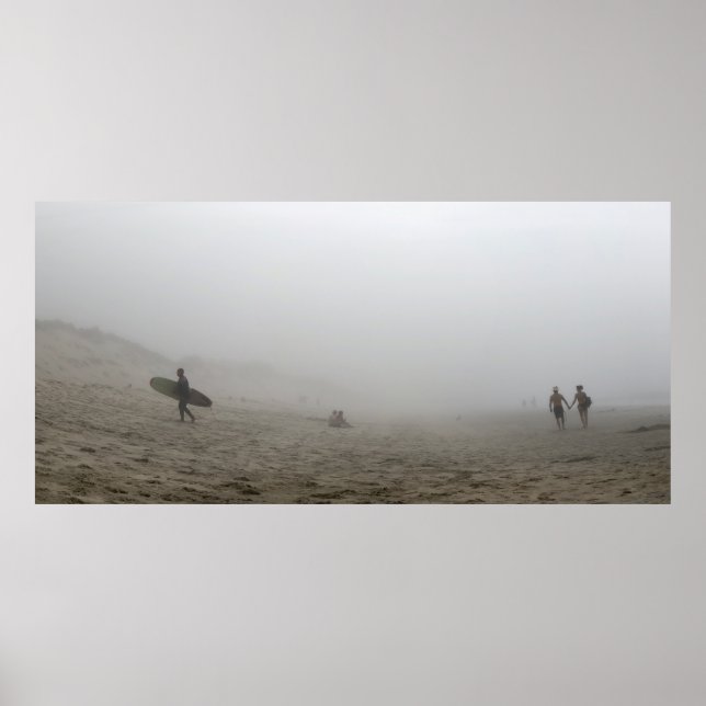 Foggy Day on Praia do Rodanho, Portugal, Panorama Poster (Vorne)