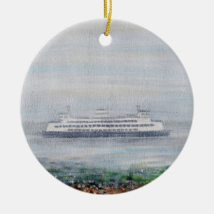 Foggy Ferry Painting Keramik Ornament