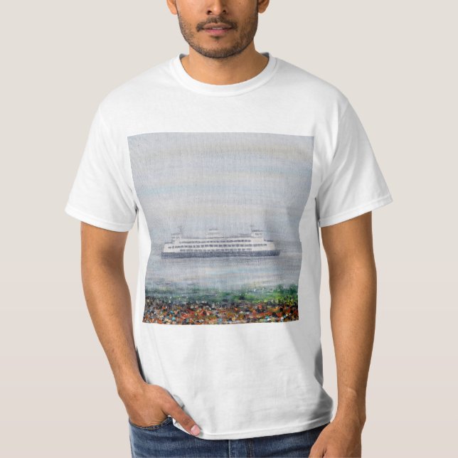 Foggy Ferry Painting T-Shirt (Vorderseite)