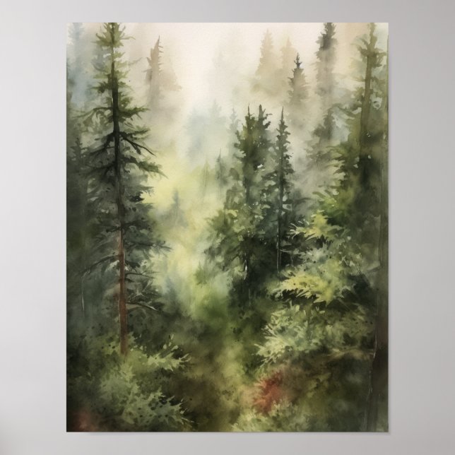 Foggy Forest Landschaft Art Print Poster (Vorne)