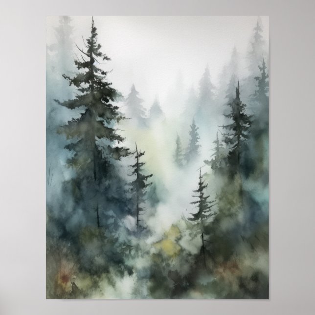 Foggy Forest Landschaft Art Print Poster (Vorne)
