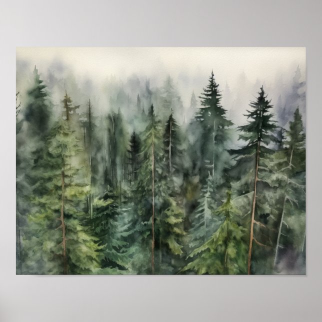 Foggy Forest Landschaft Art Print Poster (Vorne)
