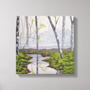 Foggy Forest Stretched Canvas Print Leinwanddruck