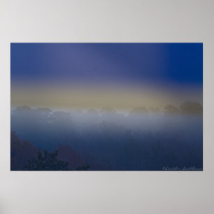 Foggy Forest Valley Sunrise Poster