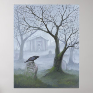 Foggy Graveyard Poster