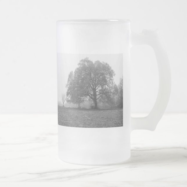 Foggy Herbstvormittag Graustufen Mattiertes Glasbä Mattglas Bierglas (Rechts)