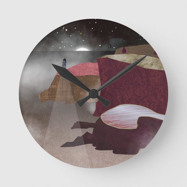 Foggy Lighthouse Runde Wanduhr (Vorderseite)