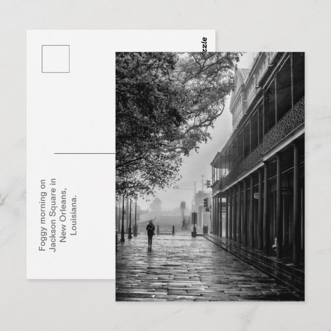 Foggy Morgenspaziergang Jackson Square Postkarte (Vorne/Hinten)