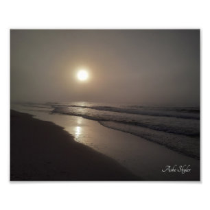 Foggy Morning on Beach Foto Print