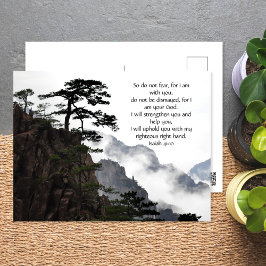 Foggy Mountain, Bibelverse Isaiah 41:10 Postkarte